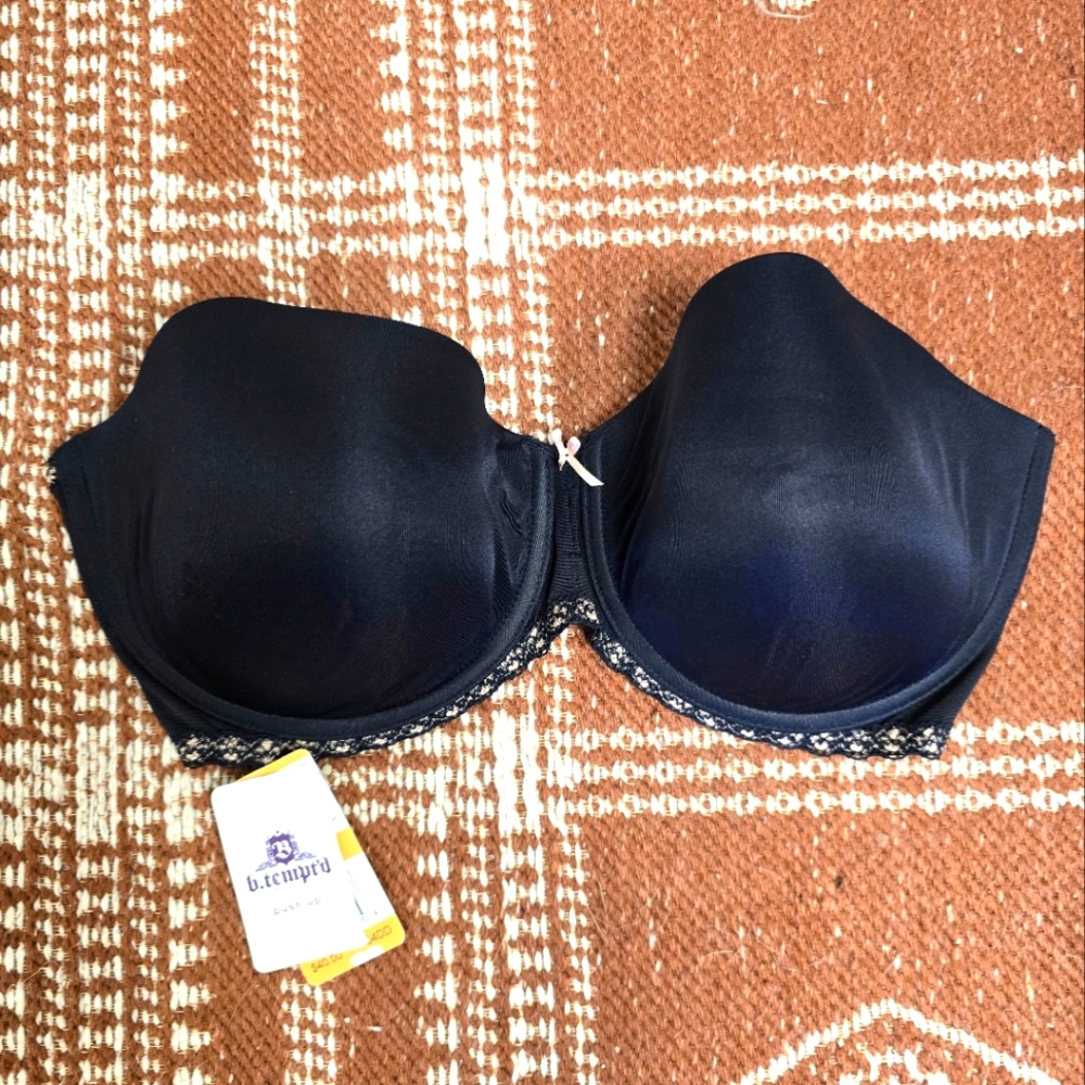 b. tempted by wacoal NWT black push up strapless bra sz 34DD
